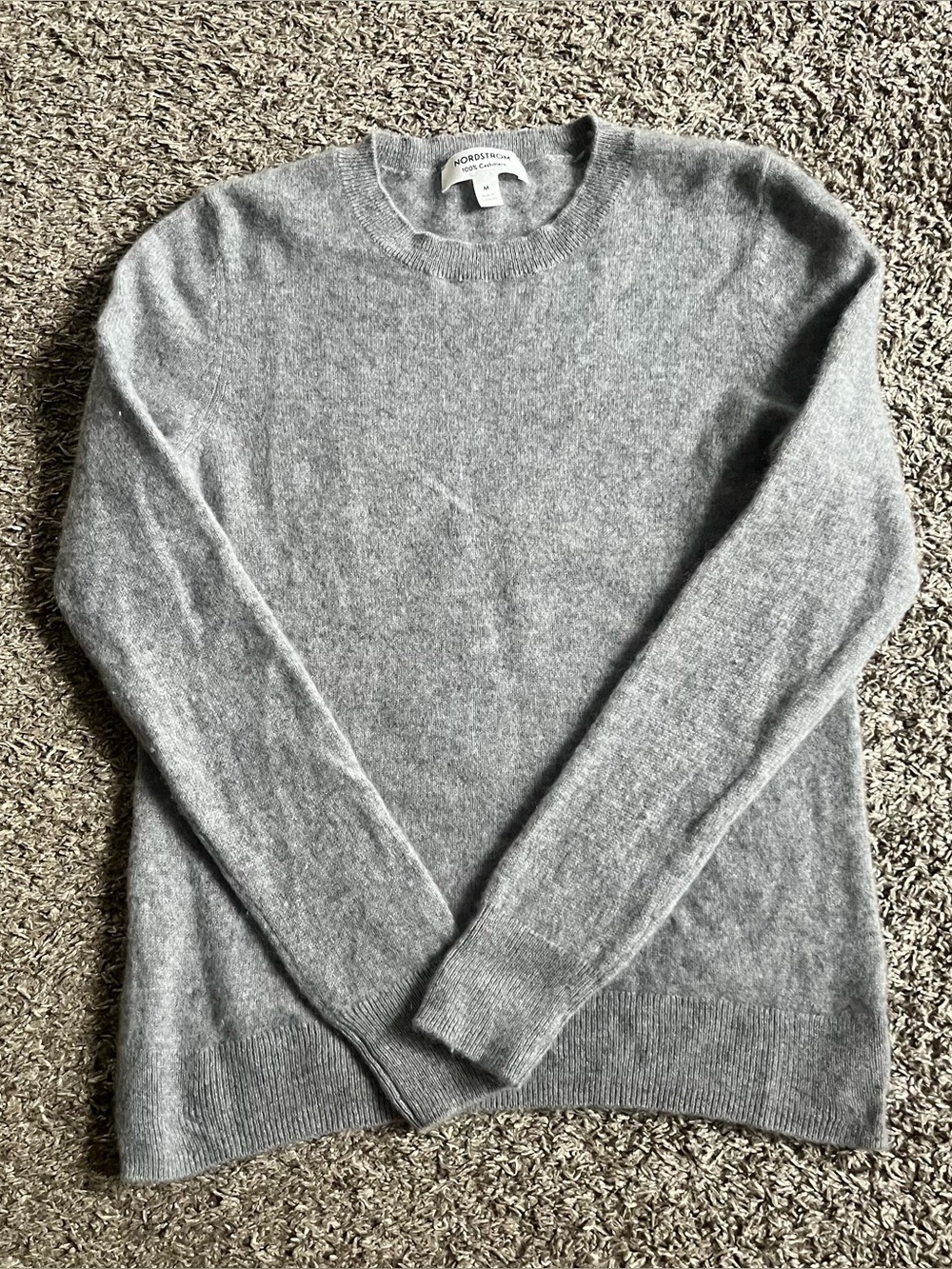 Nordstrom 100% Cashmere Gray Long Sleeve Sweater Pullover Crewneck